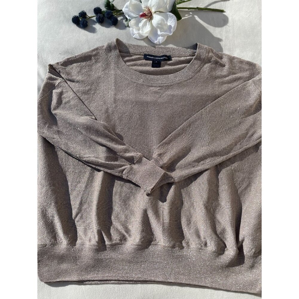 French Connection Womens Metallic Shimmer Pullover Sweater M Corpcore Y2K Preppy
